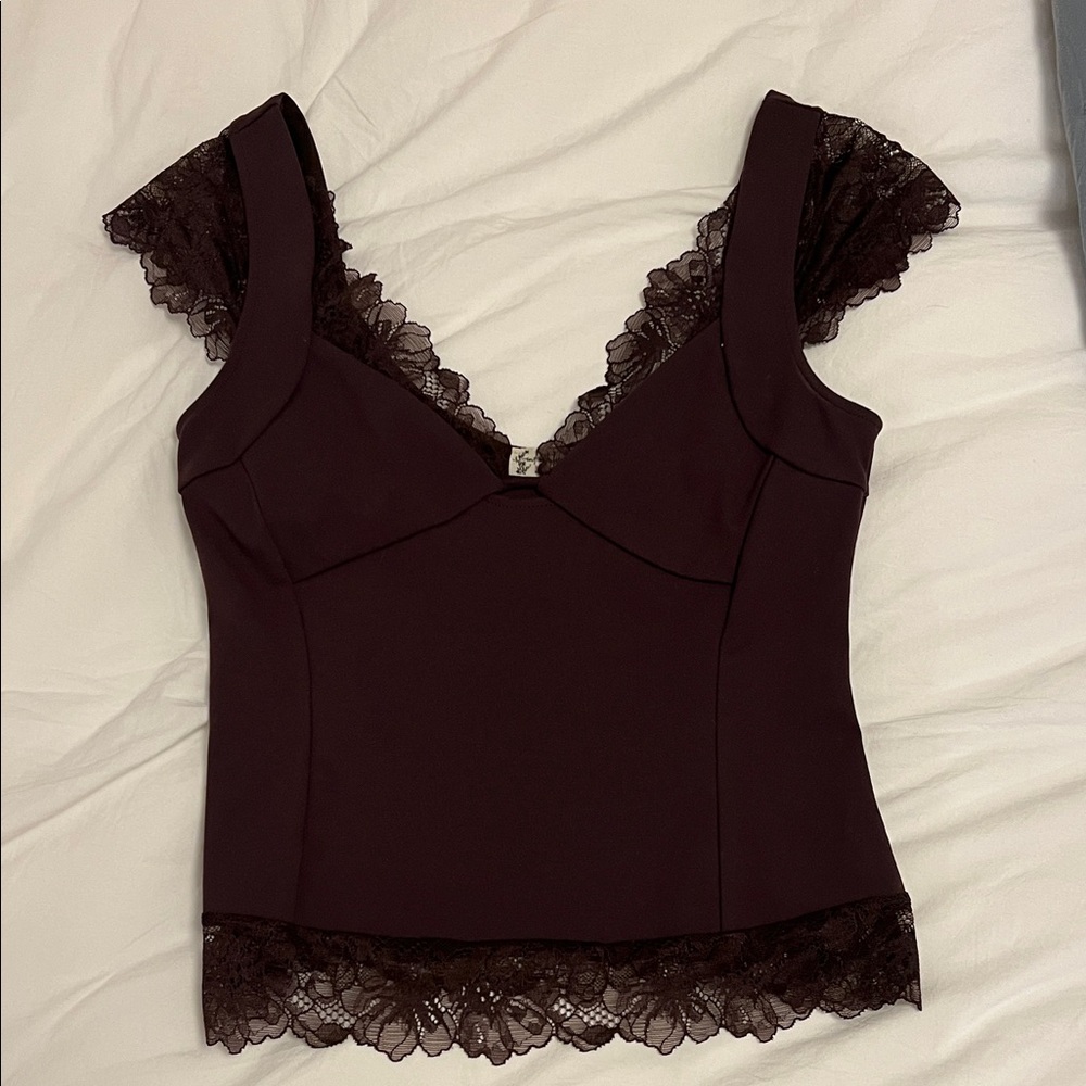 Free People Lace Trim Top